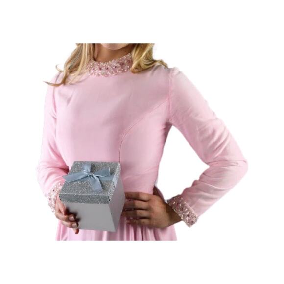 1960s Vintage Pink Velvet Gown with Embellished Details Small - Picture 6 of 12